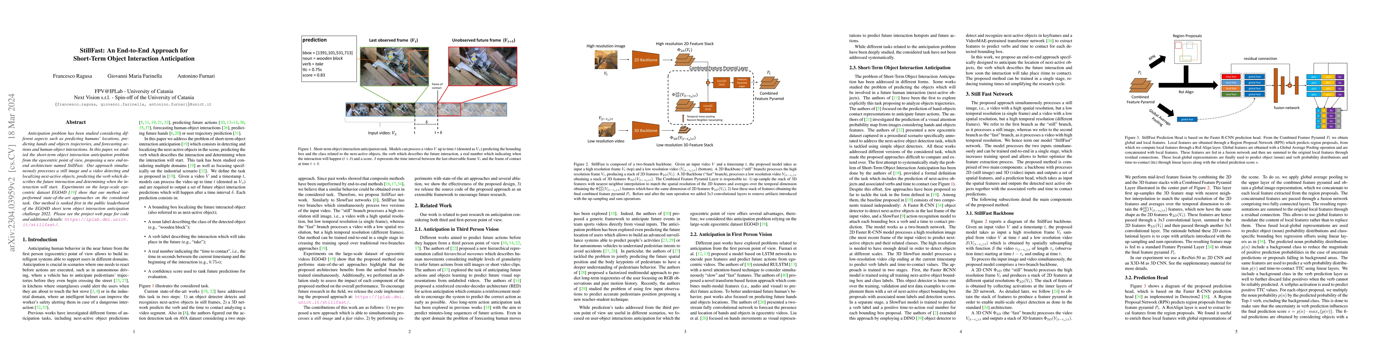 Thumbnail for StillFast: An End-to-End Approach for Short-Term Object Interaction
  Anticipation