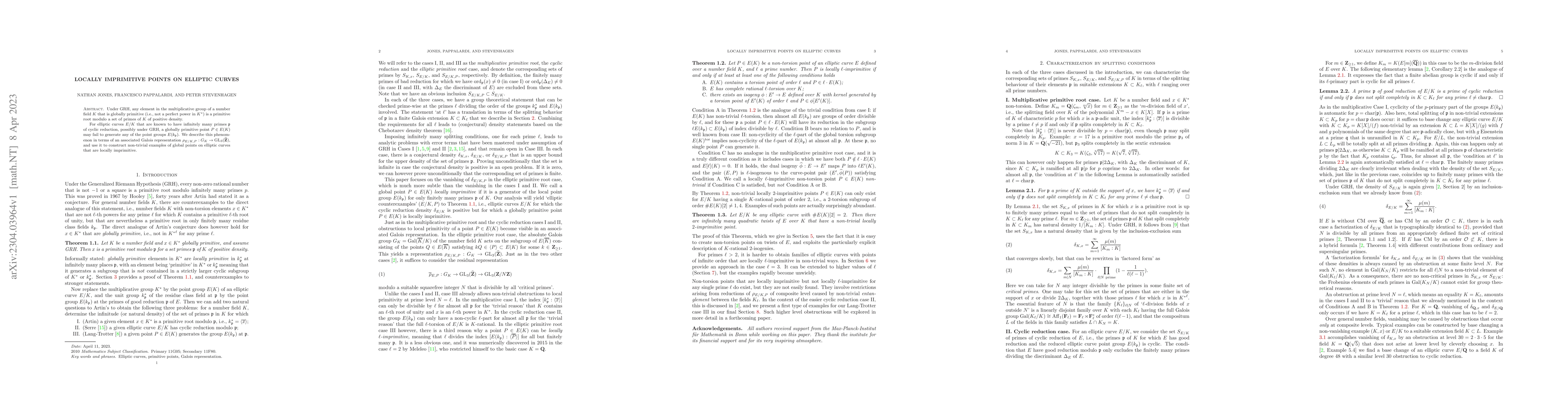 Thumbnail for Locally imprimitive points on elliptic curves