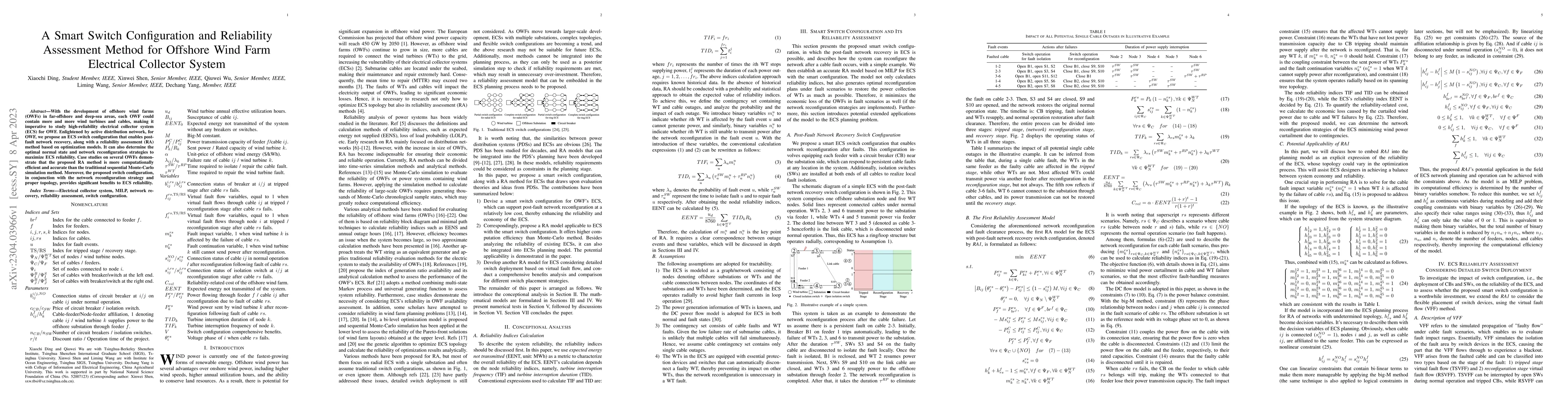 Thumbnail for A Smart Switch Configuration and Reliability Assessment Method for
  Large-Scale Offshore Wind Farm Electrical Collector System