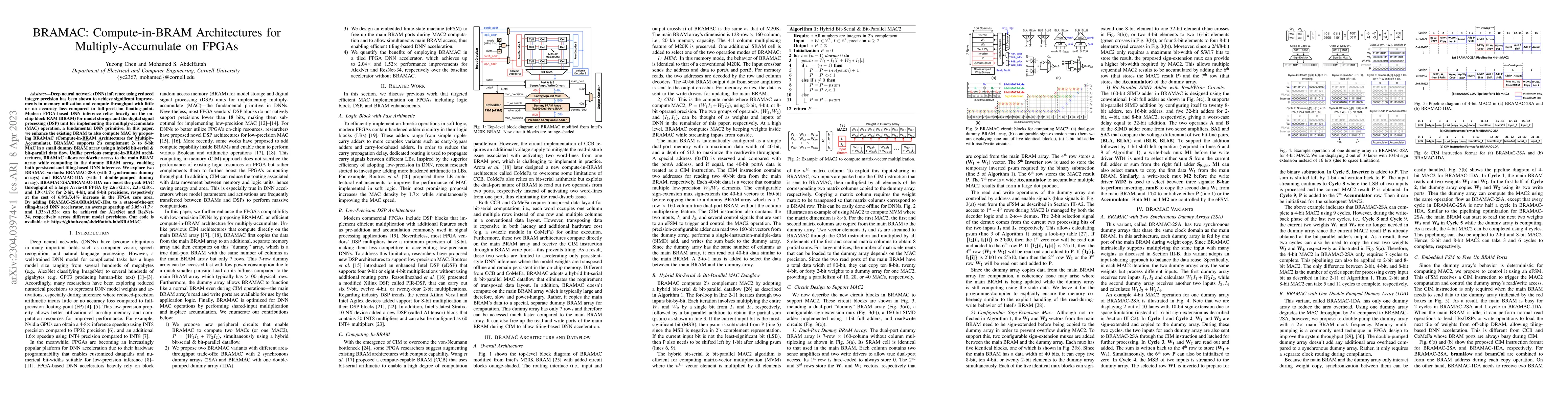 Thumbnail for BRAMAC: Compute-in-BRAM Architectures for Multiply-Accumulate on FPGAs
