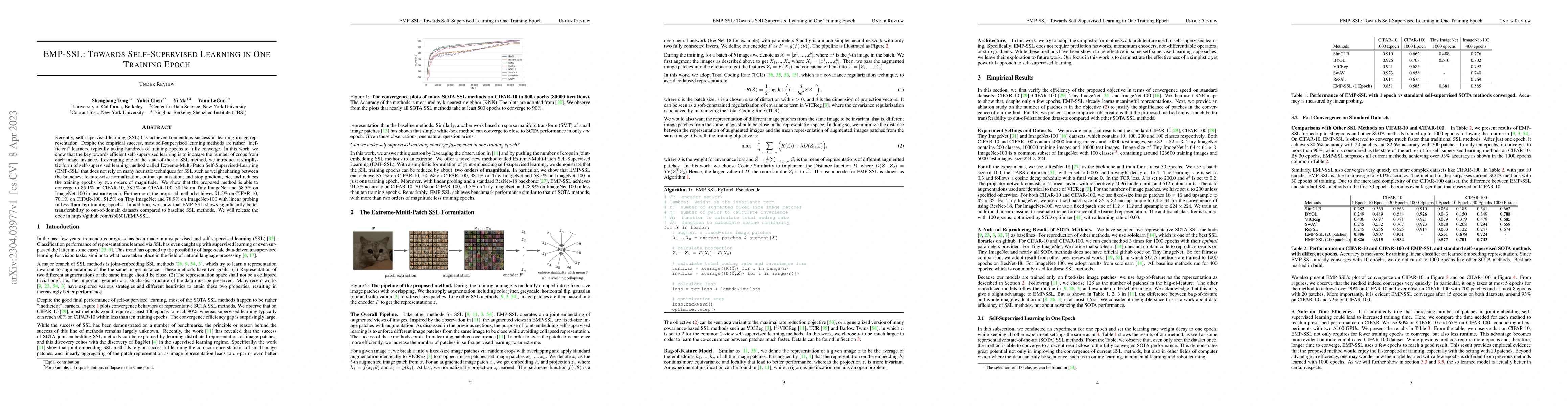 Thumbnail for EMP-SSL: Towards Self-Supervised Learning in One Training Epoch