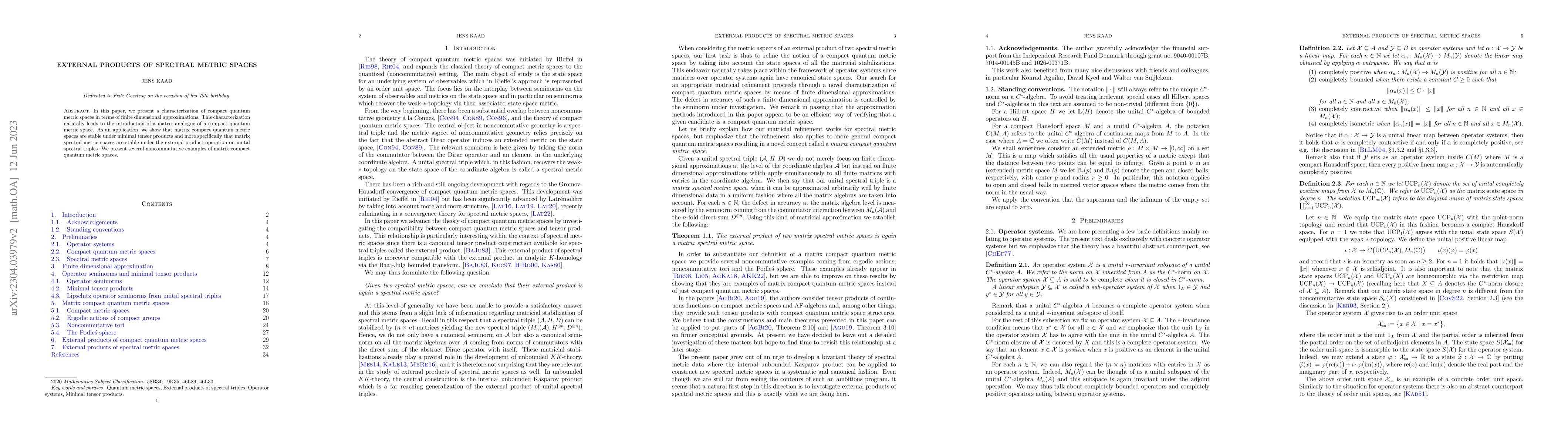 Thumbnail for External products of spectral metric spaces