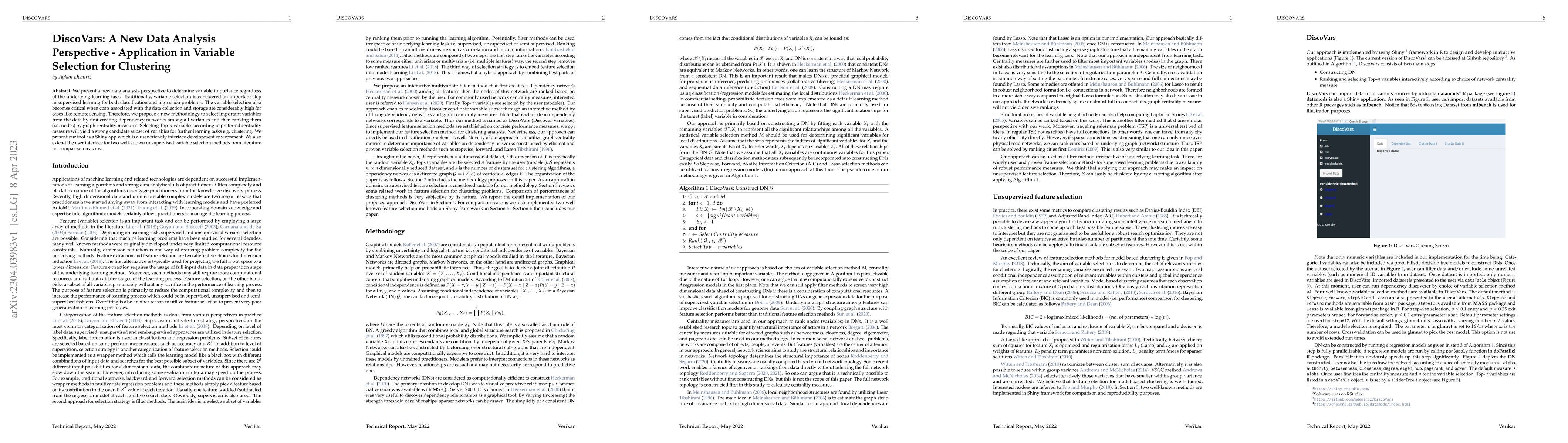 Thumbnail for DiscoVars: A New Data Analysis Perspective -- Application in Variable
  Selection for Clustering