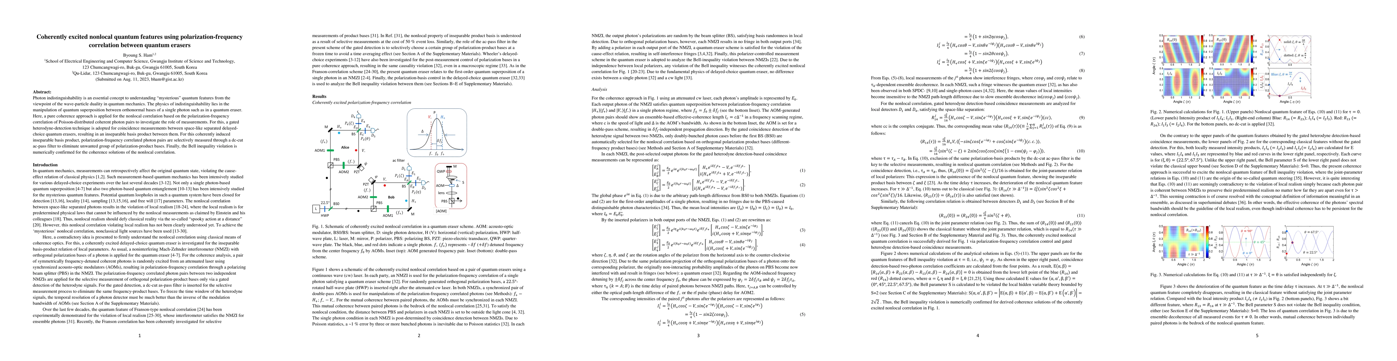 Thumbnail for Coherently excited nonlocal quantum features using
  polarization-frequency correlation between quantum erasers