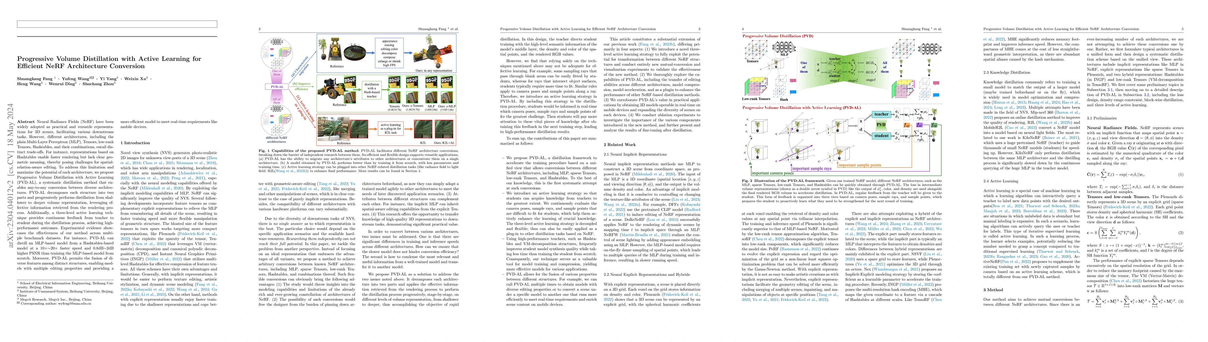 Thumbnail for Progressive Volume Distillation with Active Learning for Efficient NeRF
  Architecture Conversion