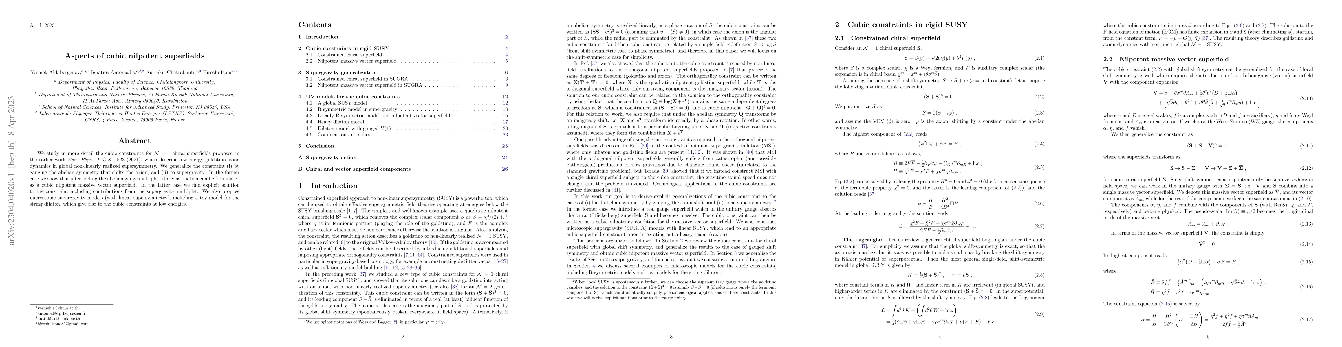 Thumbnail for Aspects of cubic nilpotent superfields
