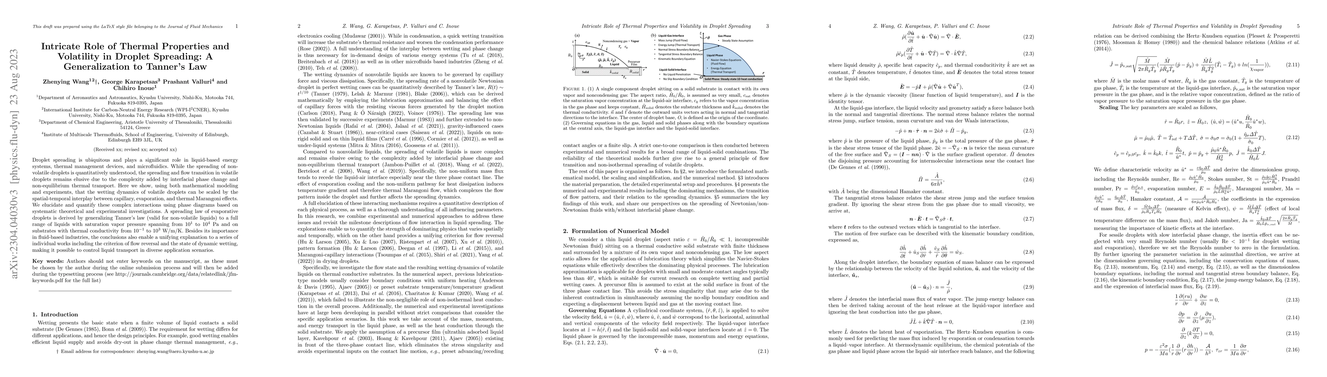 Thumbnail for Intricate Role of Thermal Properties and Volatility in Droplet
  Spreading: A Generalization to Tanner's Law