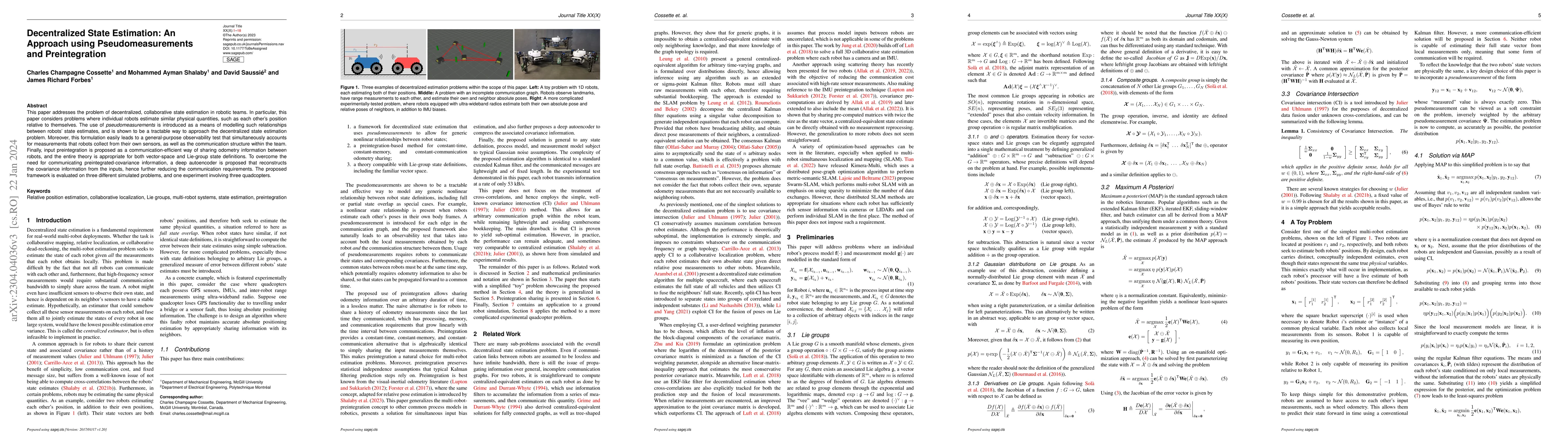 Thumbnail for Decentralized State Estimation: An Approach using Pseudomeasurements and
  Preintegration