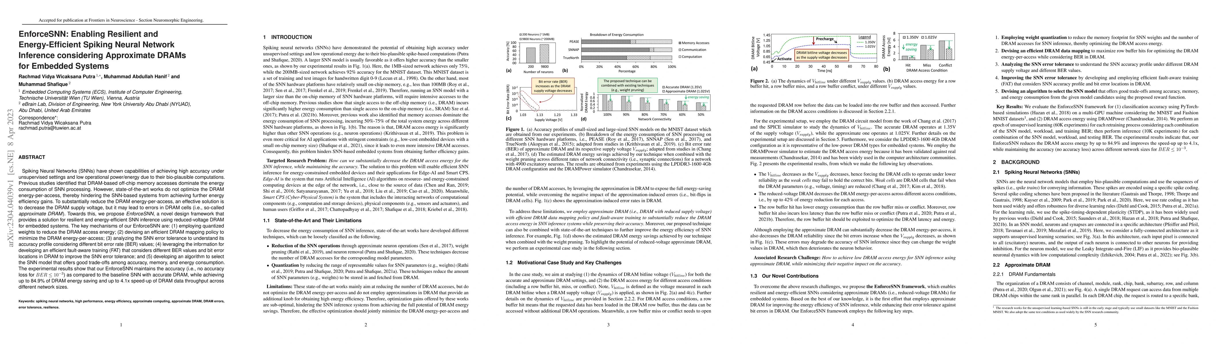 Thumbnail for EnforceSNN: Enabling Resilient and Energy-Efficient Spiking Neural
  Network Inference considering Approximate DRAMs for Embedded Systems