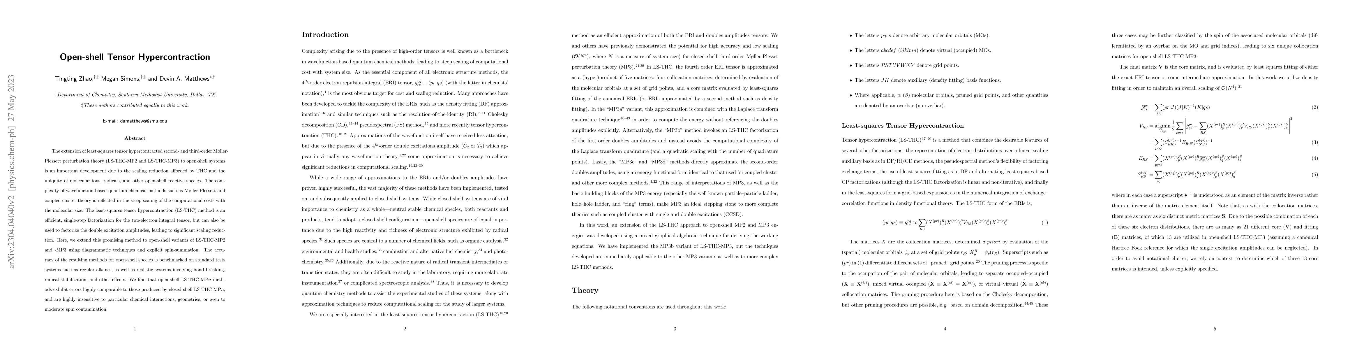 Thumbnail for Open-shell Tensor Hypercontraction