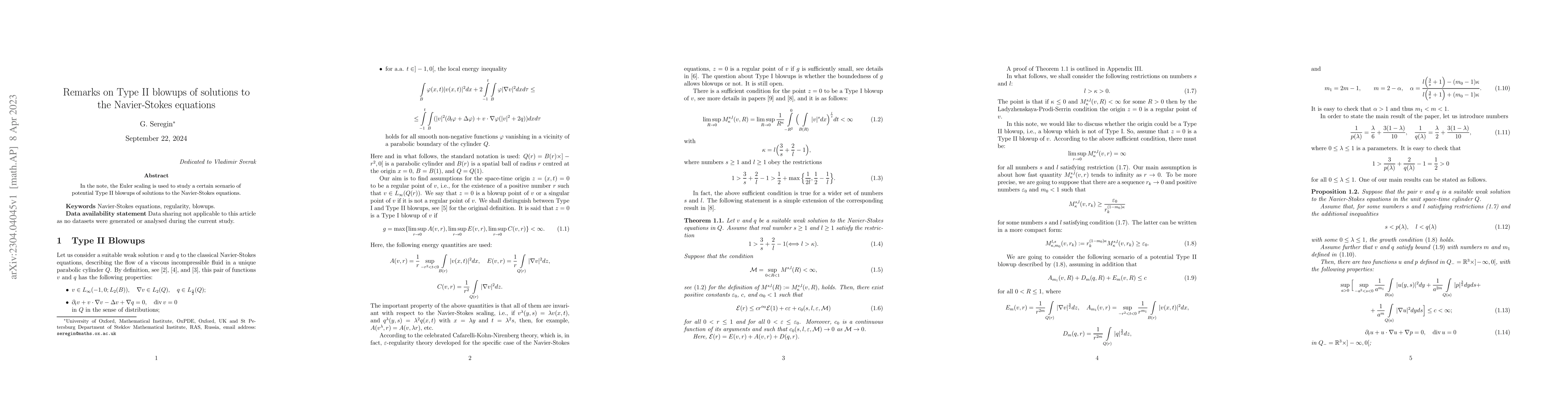 Thumbnail for Remarks on Type II blowups of solutions to the Navier-Stokes equations