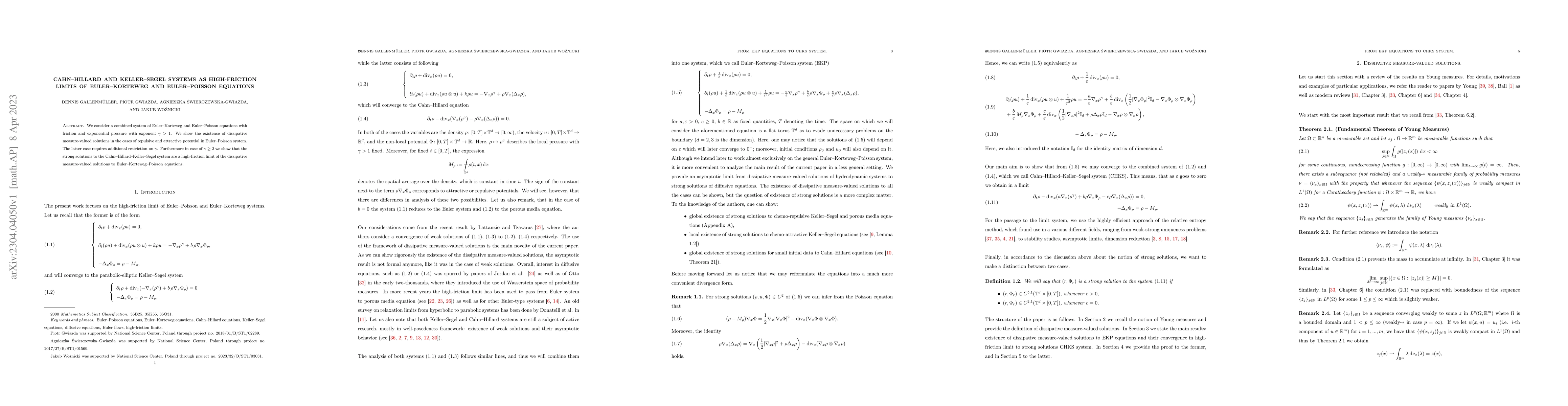 Thumbnail for Cahn-Hillard and Keller-Segel systems as high-friction limits of
  Euler-Korteweg and Euler-Poisson equations