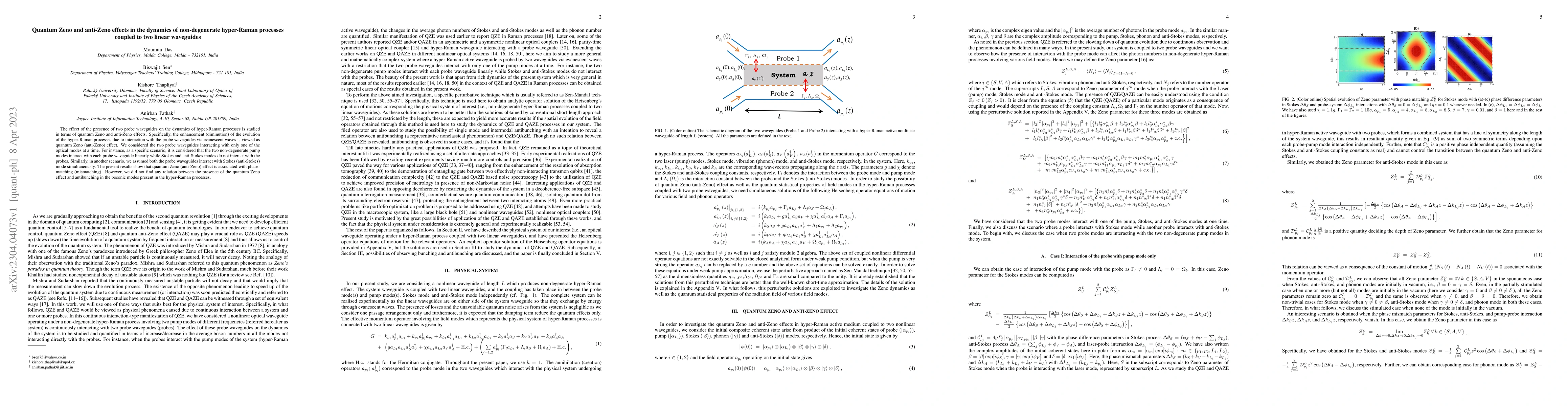 Thumbnail for Quantum Zeno and anti-Zeno effects in the dynamics of non-degenerate
  hyper-Raman processes coupled to two linear waveguides