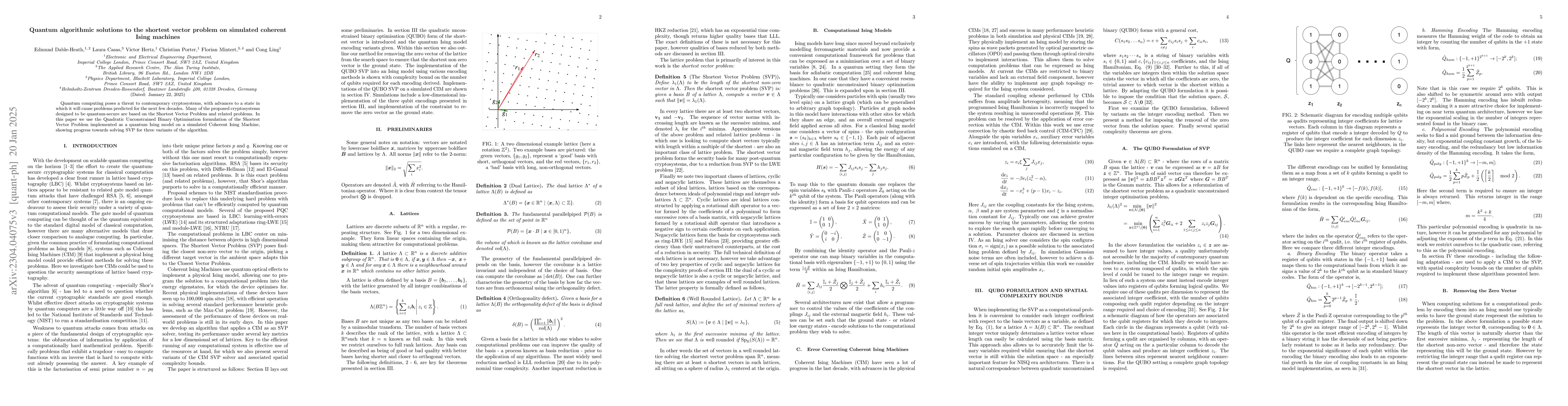 Thumbnail for Quantum algorithmic solutions to the shortest vector problem on
  simulated coherent Ising machines