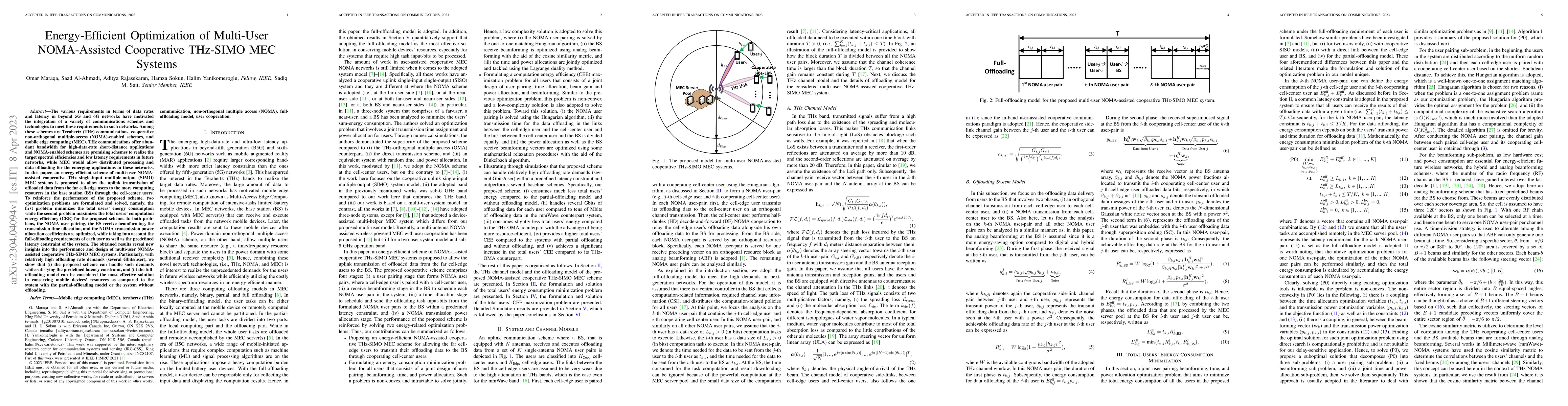 Thumbnail for Energy-Efficient Optimization of Multi-User NOMA-Assisted Cooperative
  THz-SIMO MEC Systems