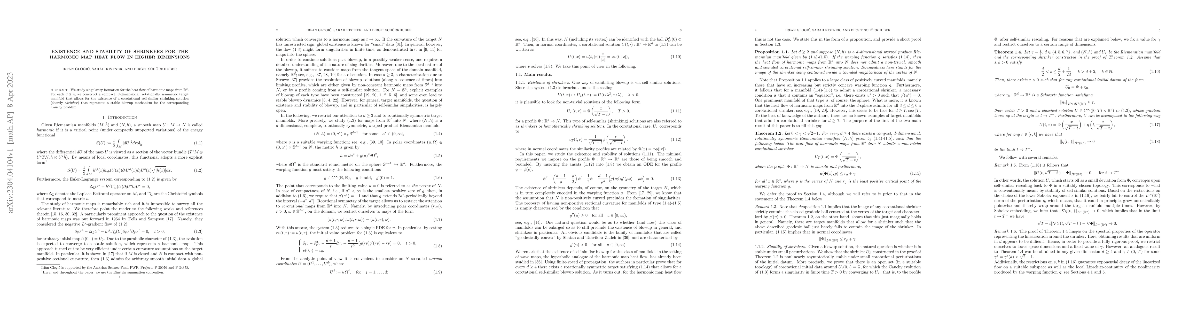 Thumbnail for Existence and stability of shrinkers for the harmonic map heat flow in
  higher dimensions