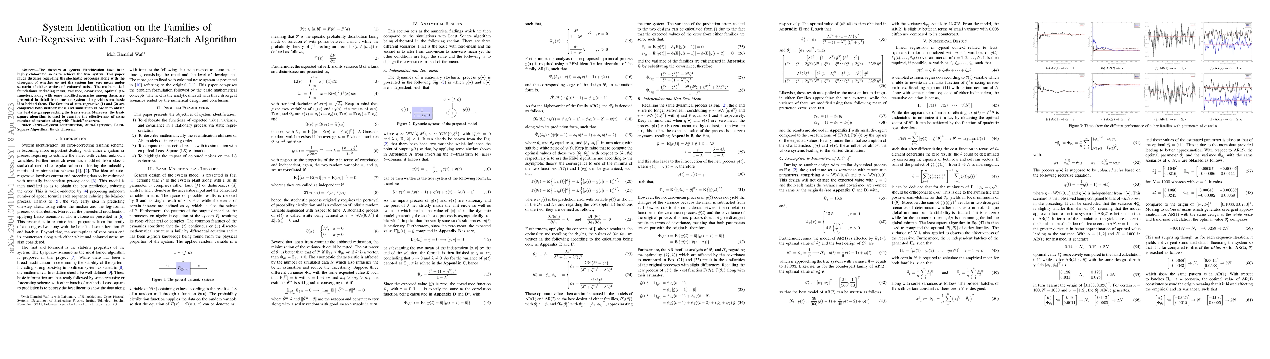 Thumbnail for System Identification on the Families of Auto-Regressive with
  Least-Square-Batch Algorithm