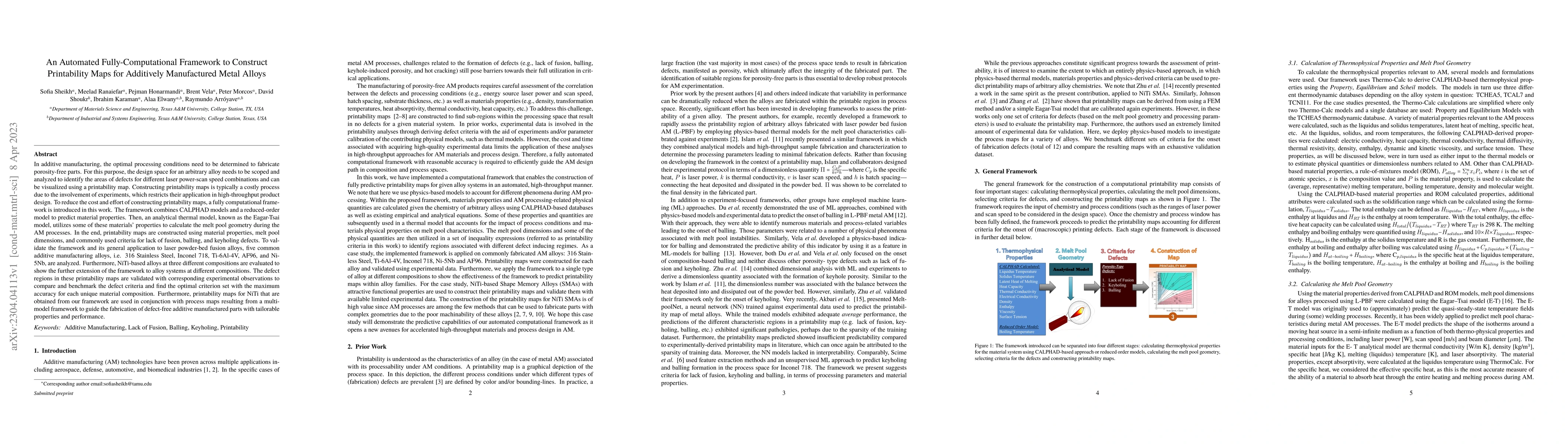 Thumbnail for An Automated Fully-Computational Framework to Construct Printability
  Maps for Additively Manufactured Metal Alloys
