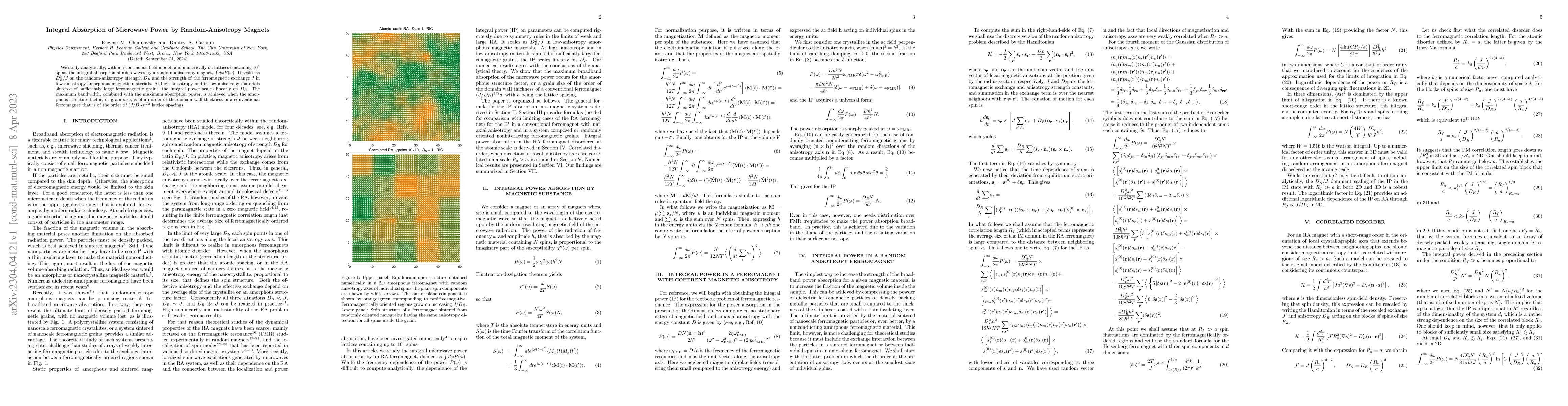 Thumbnail for Integral Absorption of Microwave Power by Random-Anisotropy Magnets