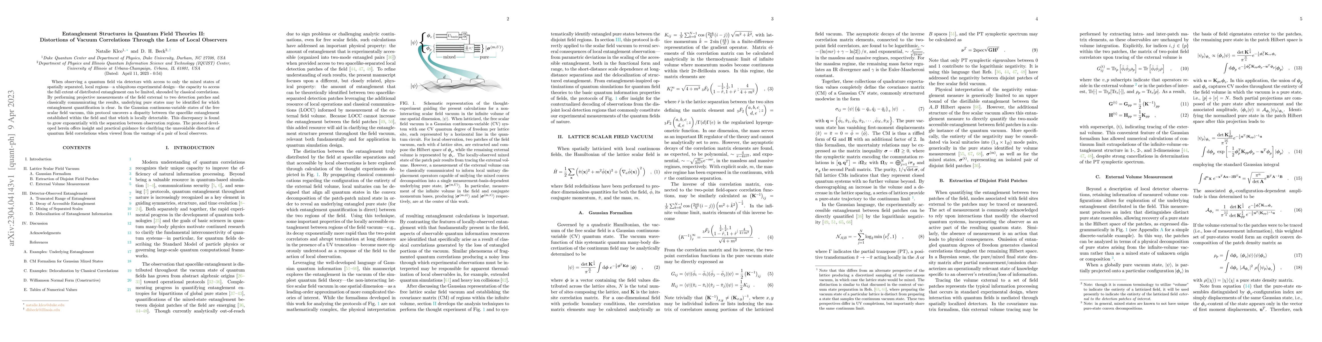 Thumbnail for Entanglement Structures in Quantum Field Theories II: Distortions of
  Vacuum Correlations Through the Lens of Local Observers