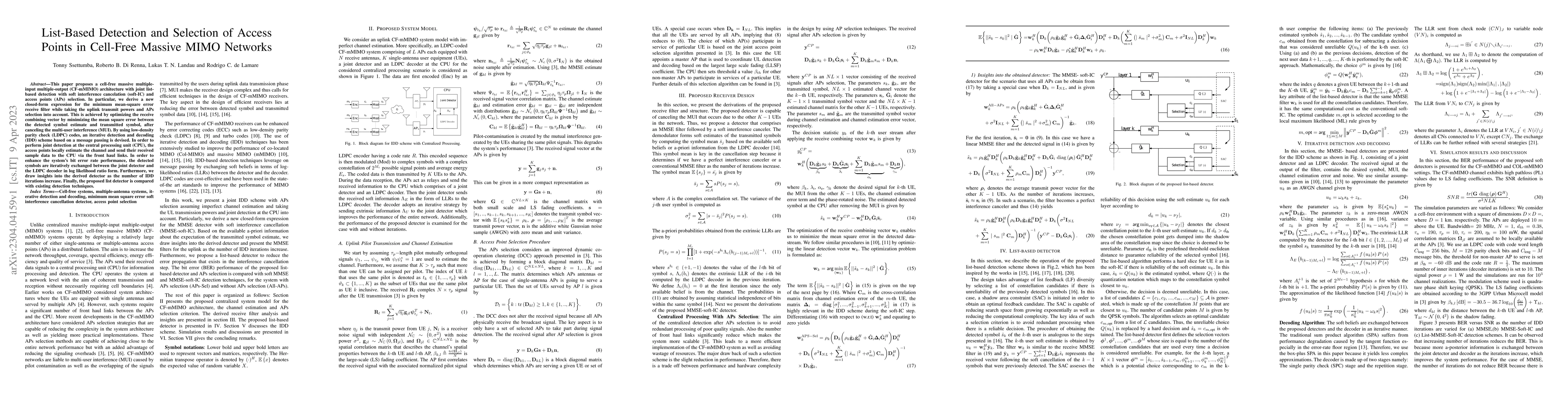 Thumbnail for List-Based Detection and Selection of Access Points in Cell-Free Massive
  MIMO Networks