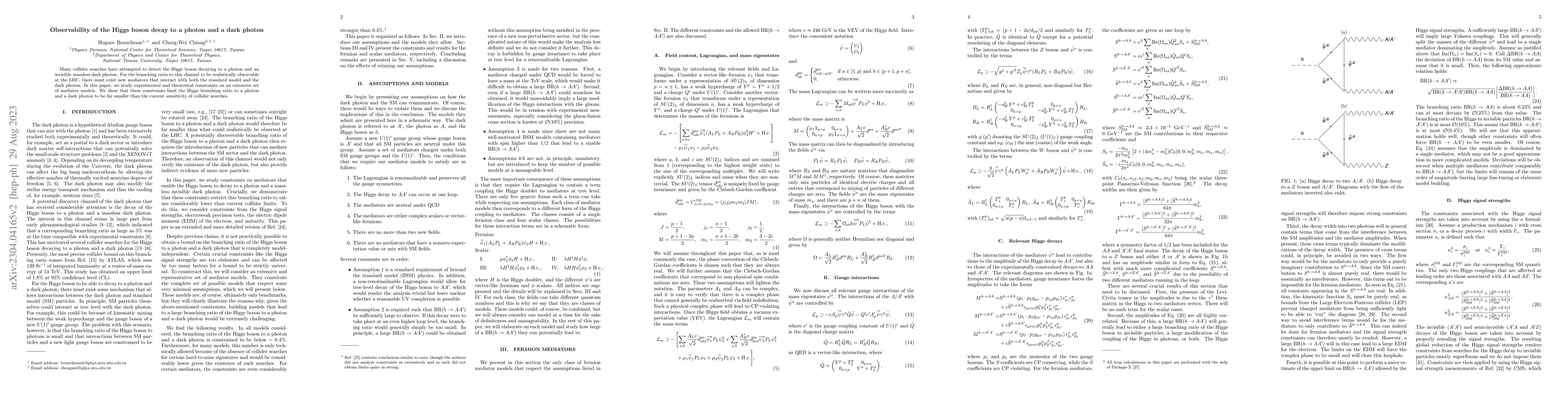 Thumbnail for Observability of the Higgs boson decay to a photon and a dark photon