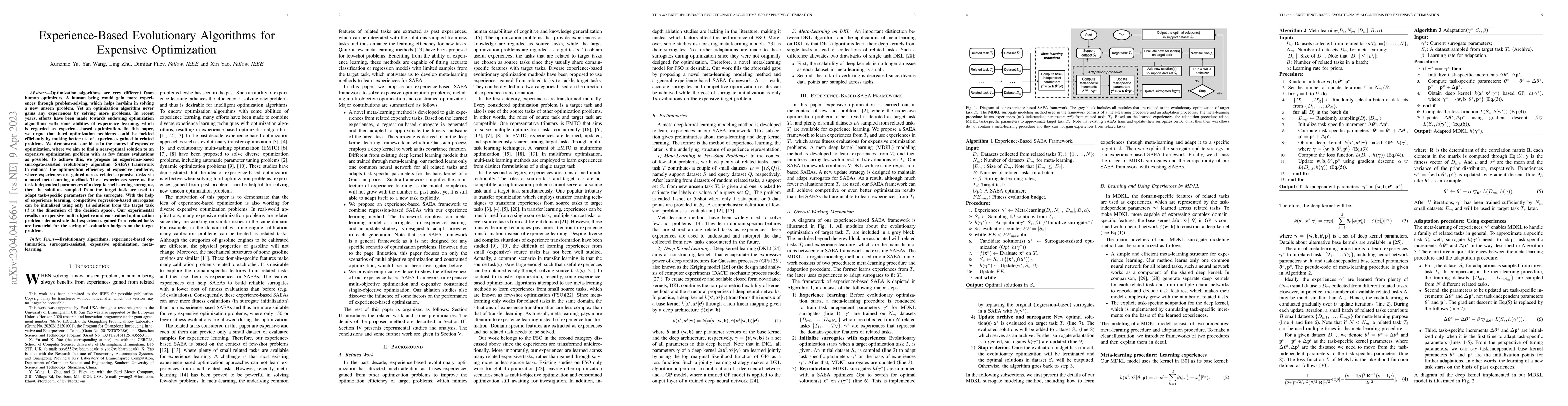 Thumbnail for Experience-Based Evolutionary Algorithms for Expensive Optimization