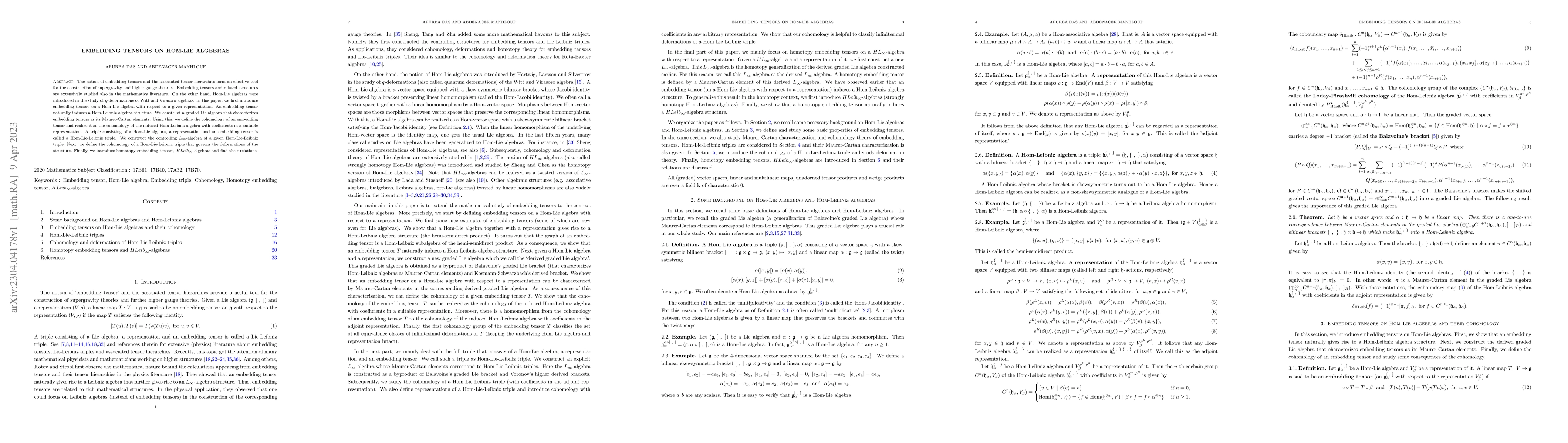 Thumbnail for Embedding tensors on Hom-Lie algebras
