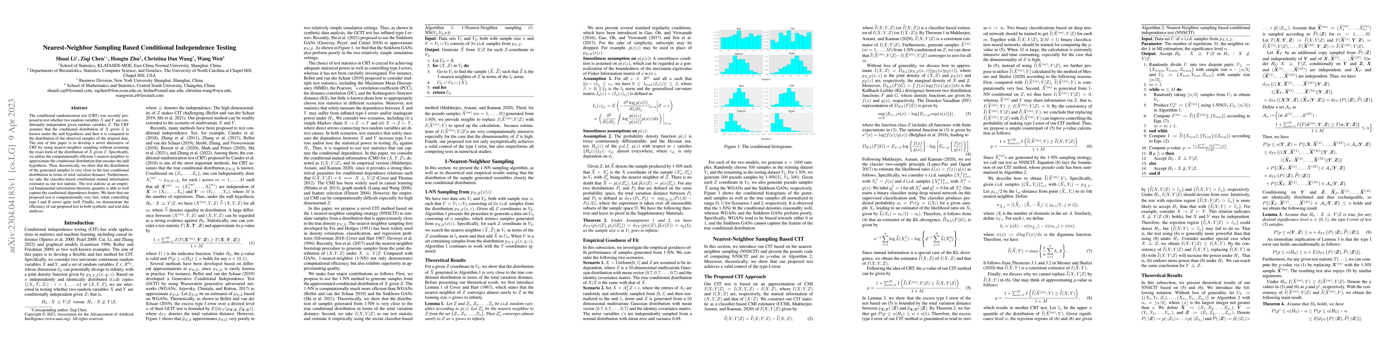 Thumbnail for Nearest-Neighbor Sampling Based Conditional Independence Testing