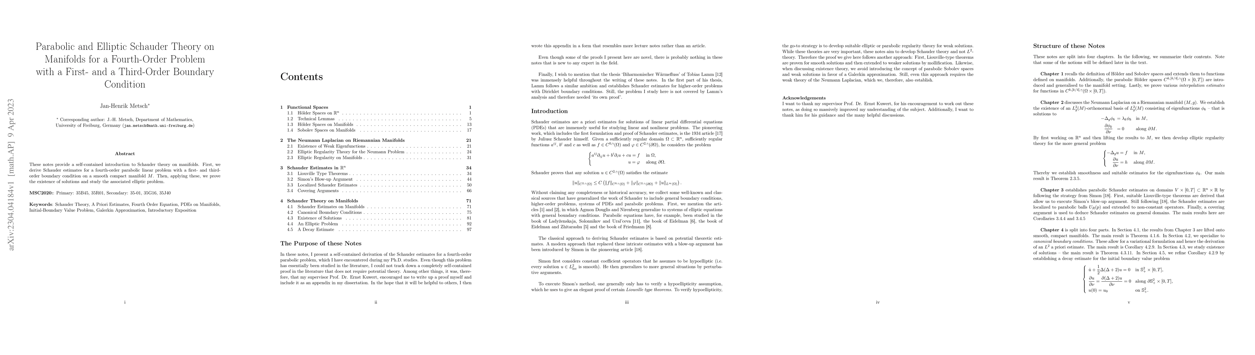 Thumbnail for Parabolic and Elliptic Schauder Theory on Manifolds for a Fourth-Order
  Problem with a First- and a Third-Order Boundary Condition