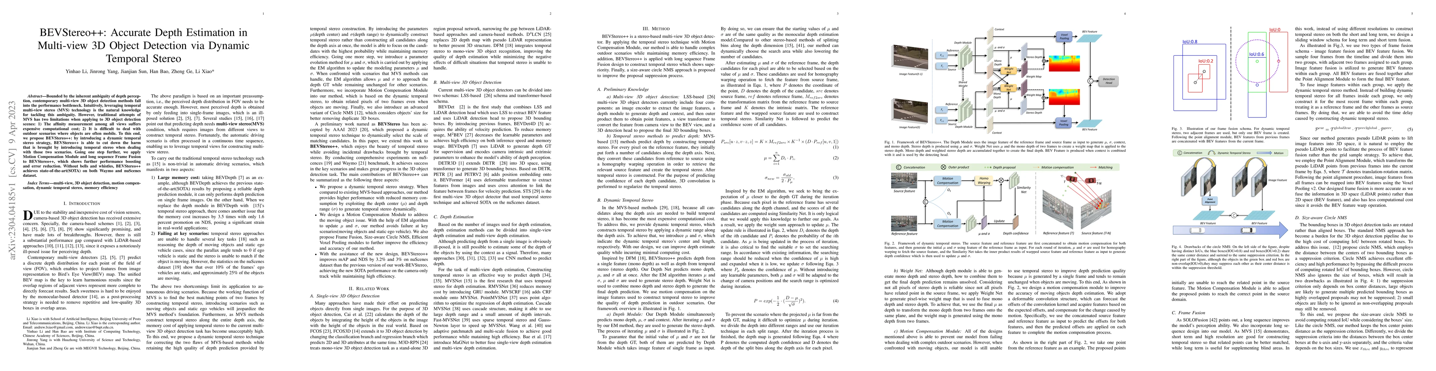 Thumbnail for BEVStereo++: Accurate Depth Estimation in Multi-view 3D Object Detection
  via Dynamic Temporal Stereo