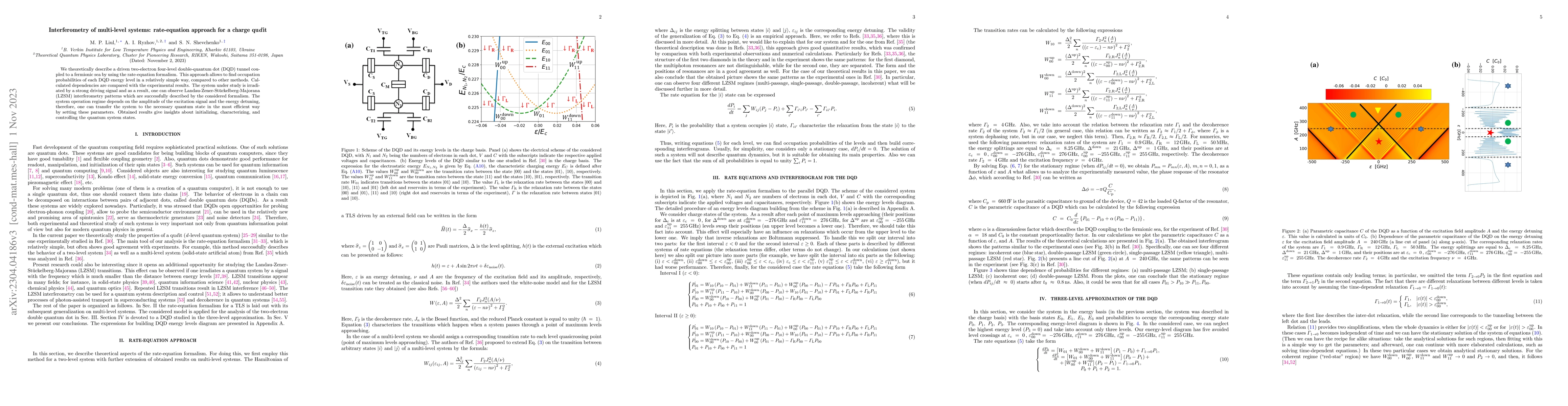 Thumbnail for Interferometry of multi-level systems: rate-equation approach for a
  charge qudit