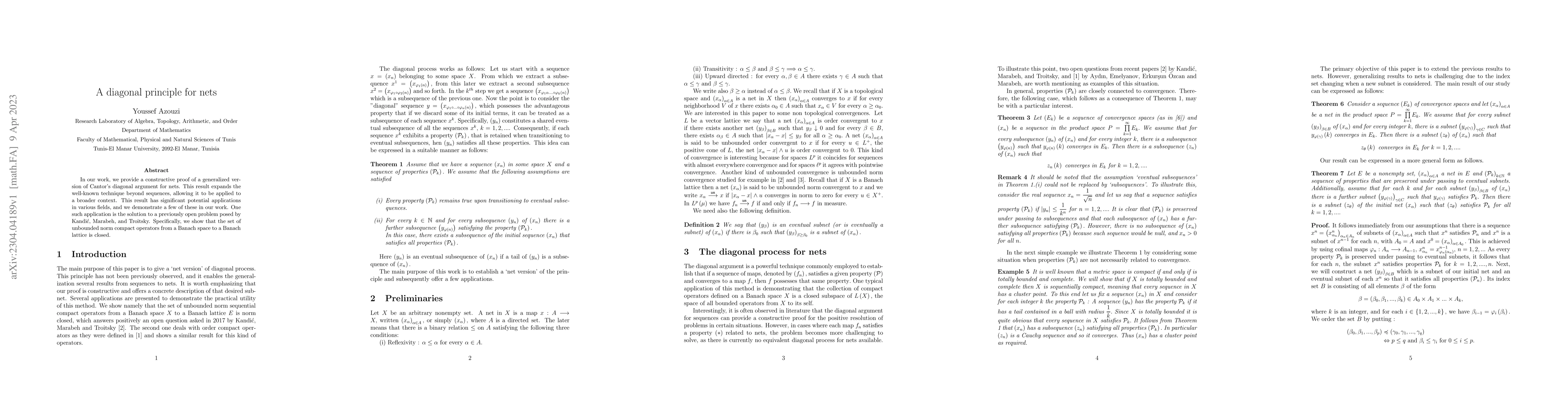 Thumbnail for A diagonal principle for nets
