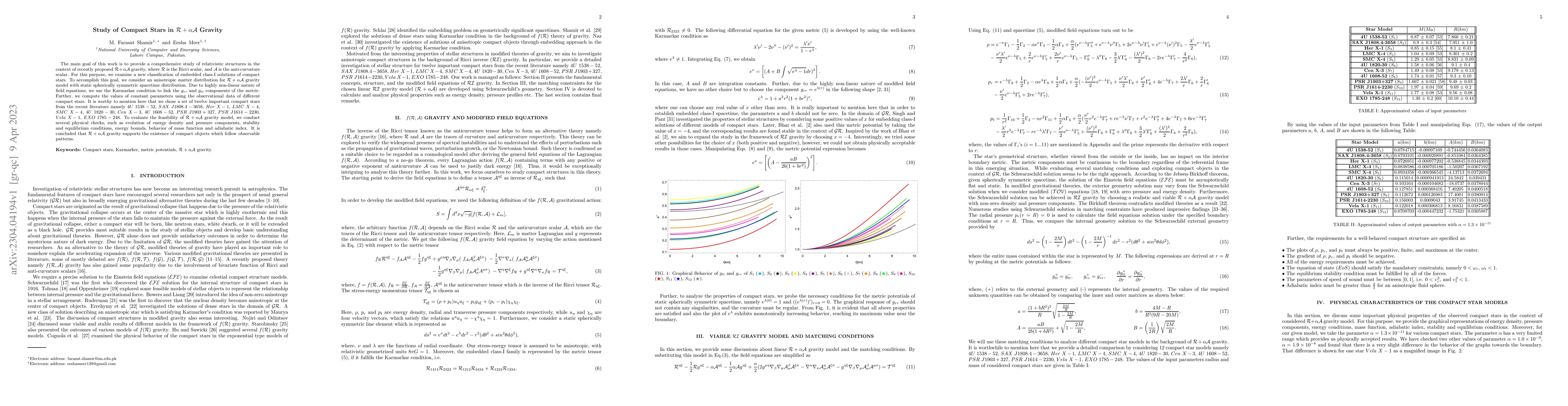Thumbnail for Study of Compact Stars in $\mathcal{R}+ \alpha \mathcal{A}$ Gravity