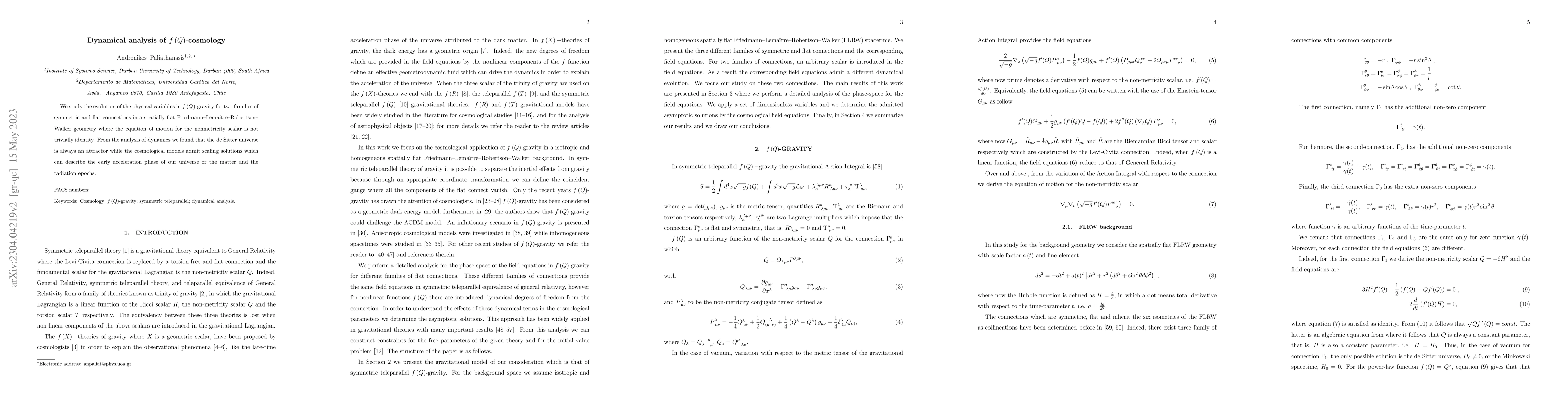 Thumbnail for Dynamical analysis of $f(Q)$-cosmology