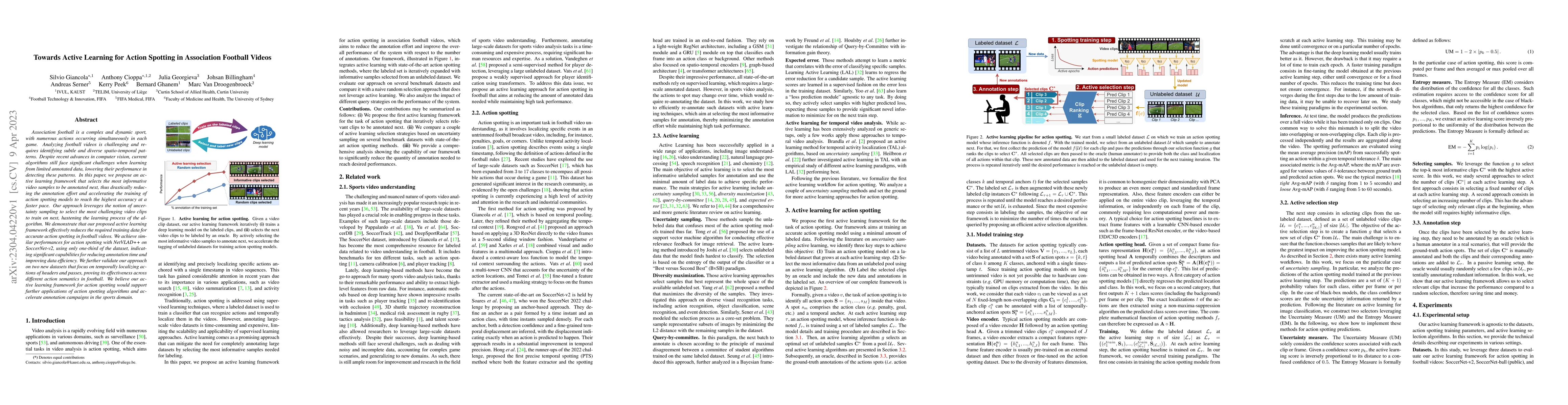 Thumbnail for Towards Active Learning for Action Spotting in Association Football
  Videos