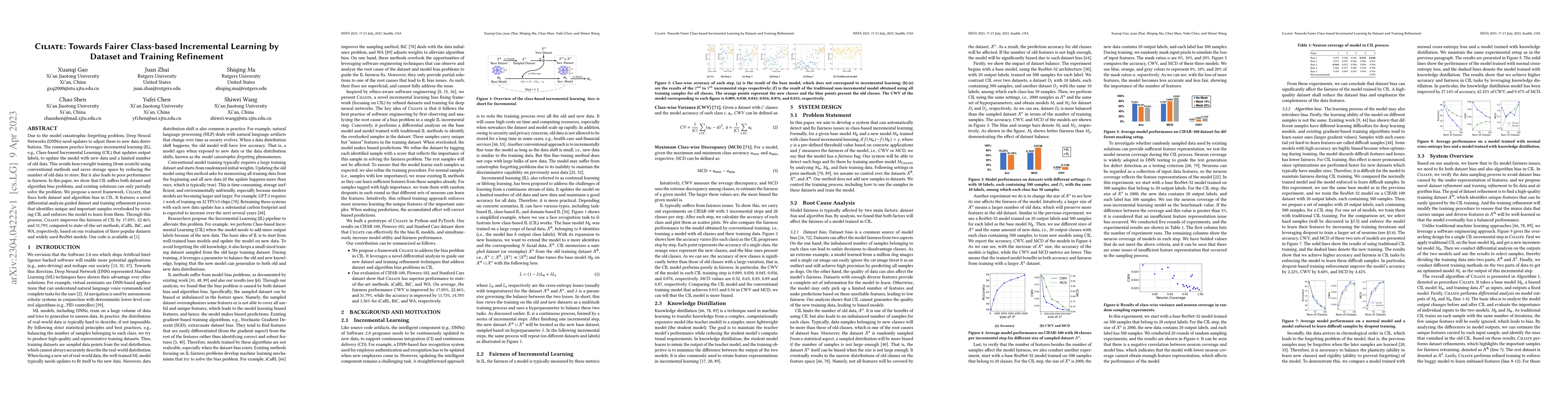 Thumbnail for CILIATE: Towards Fairer Class-based Incremental Learning by Dataset and
  Training Refinement