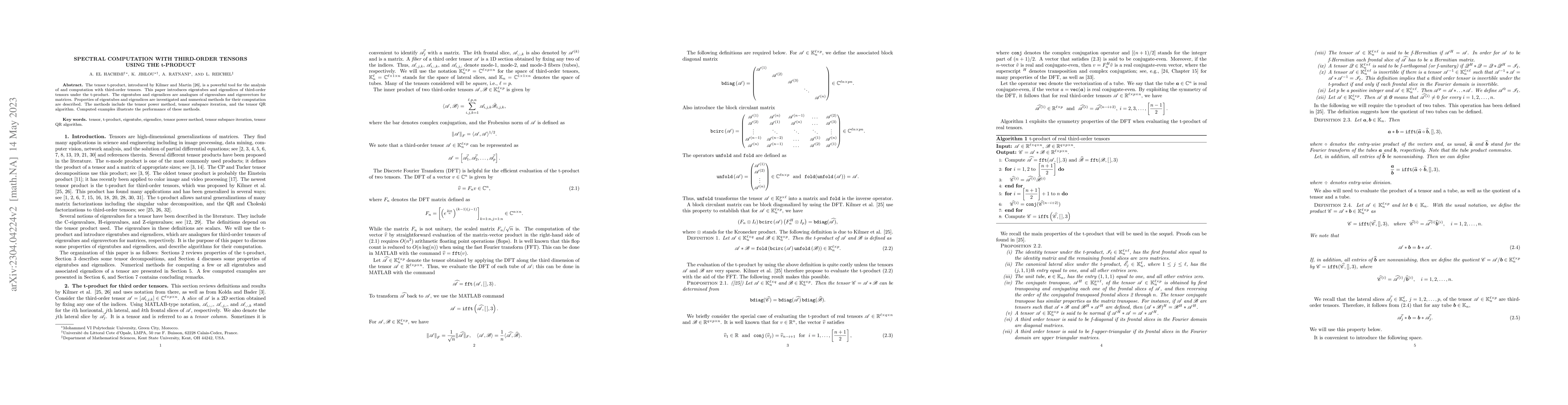 Thumbnail for Spectral computation with third-order tensors using the t-product