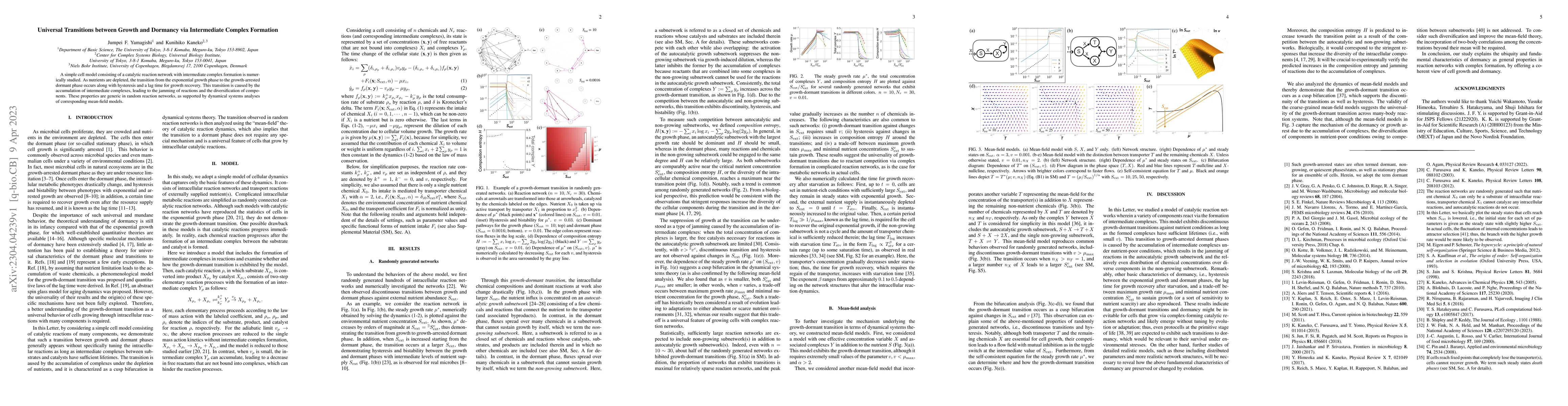 Thumbnail for Universal Transitions between Growth and Dormancy via Intermediate
  Complex Formation