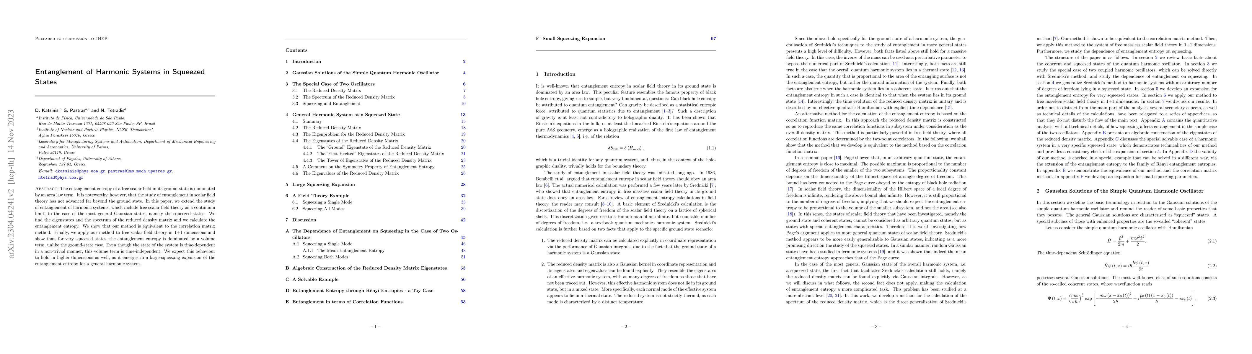 Thumbnail for Entanglement of Harmonic Systems in Squeezed States