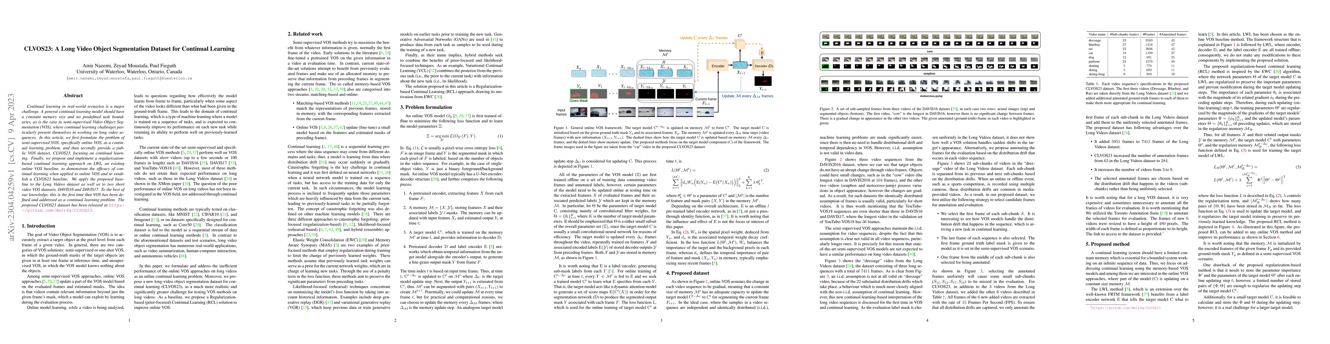 Thumbnail for CLVOS23: A Long Video Object Segmentation Dataset for Continual Learning