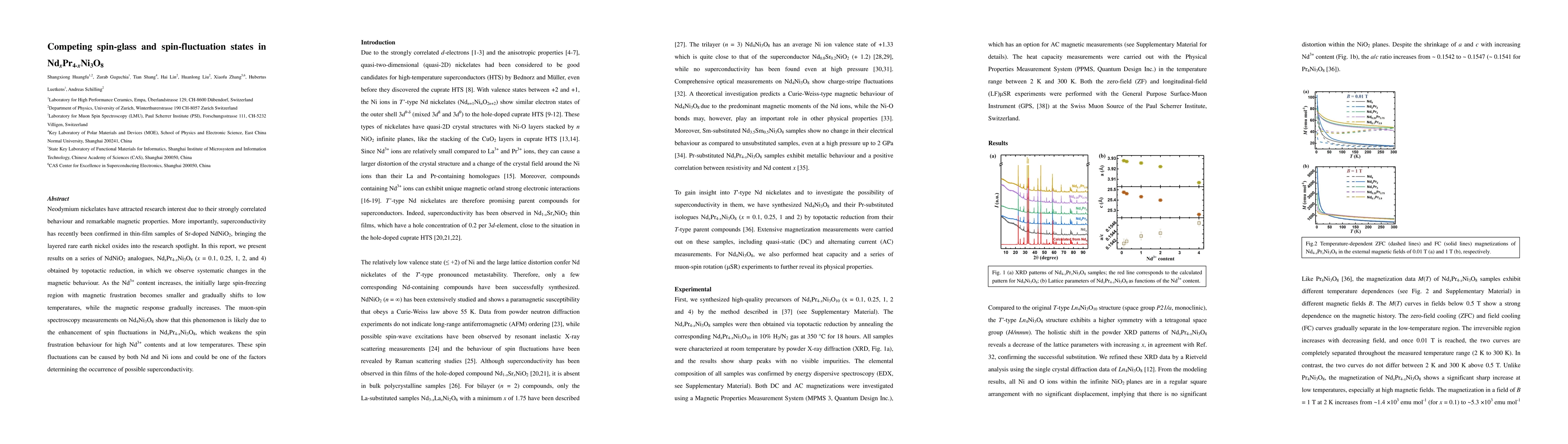 Thumbnail for Competing spin-glass and spin-fluctuation states in NdxPr4-xNi3O8