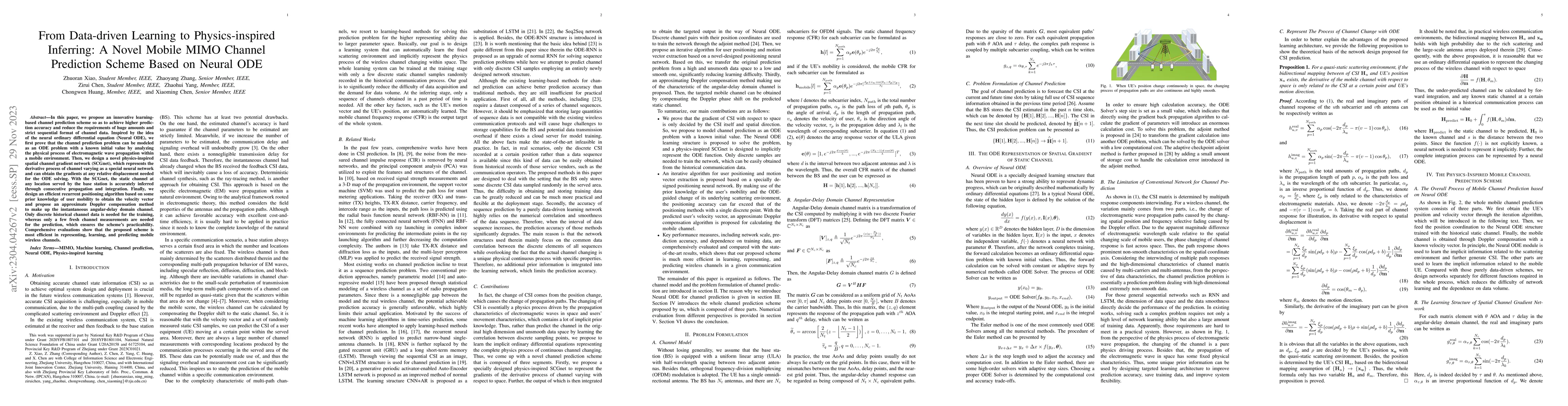 Thumbnail for From Data-driven Learning to Physics-inspired Inferring: A Novel Mobile
  MIMO Channel Prediction Scheme Based on Neural ODE