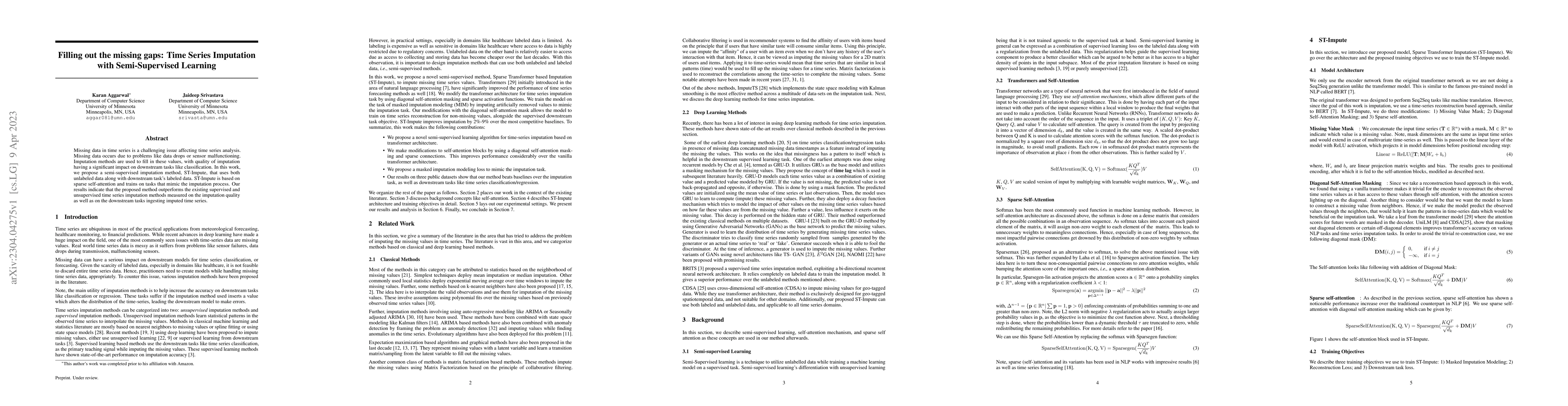 Thumbnail for Filling out the missing gaps: Time Series Imputation with
  Semi-Supervised Learning