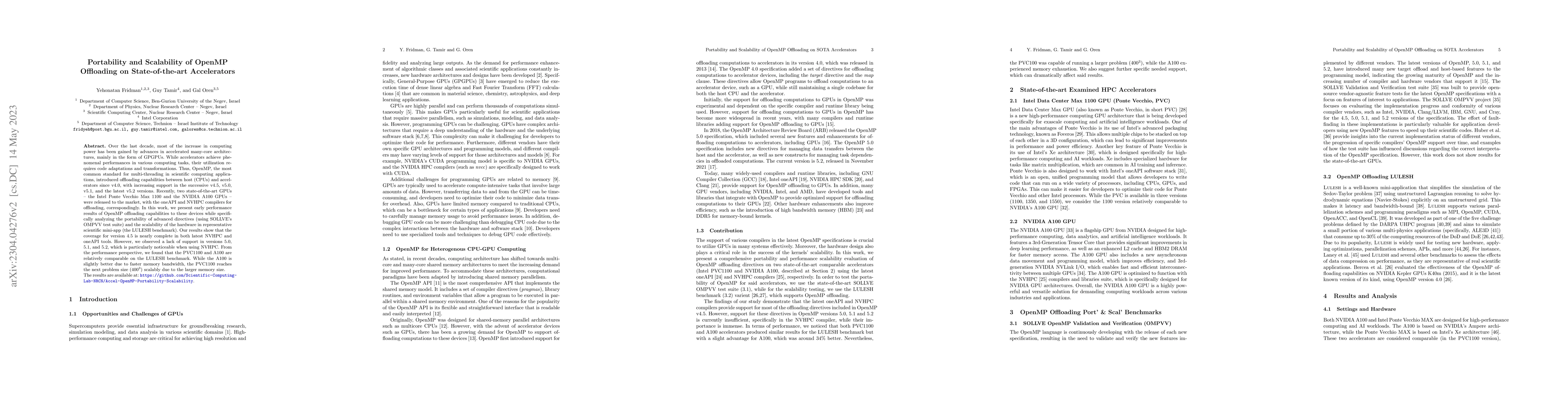 Thumbnail for Portability and Scalability of OpenMP Offloading on State-of-the-art
  Accelerators