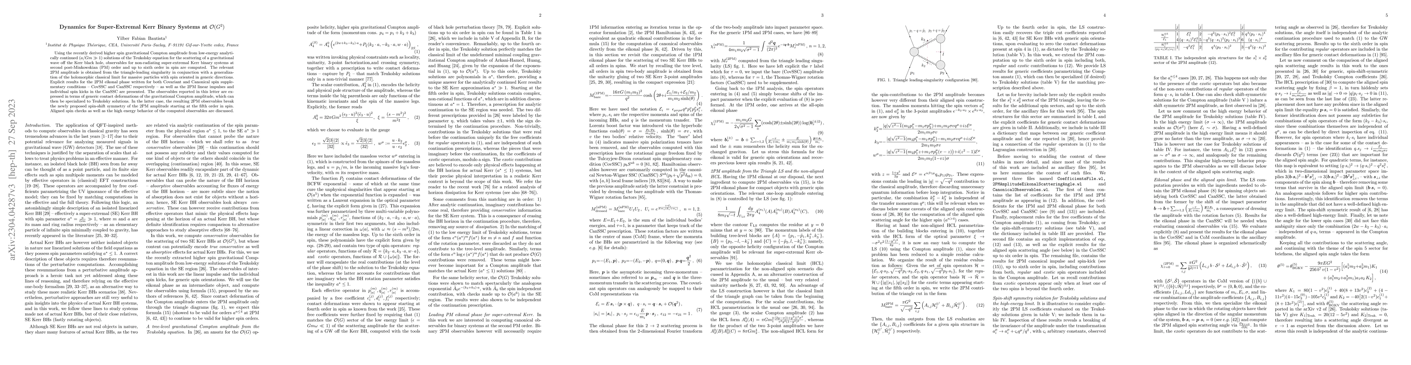 Thumbnail for Dynamics for Super-Extremal Kerr Binary Systems at ${\cal O}(G^2)$
