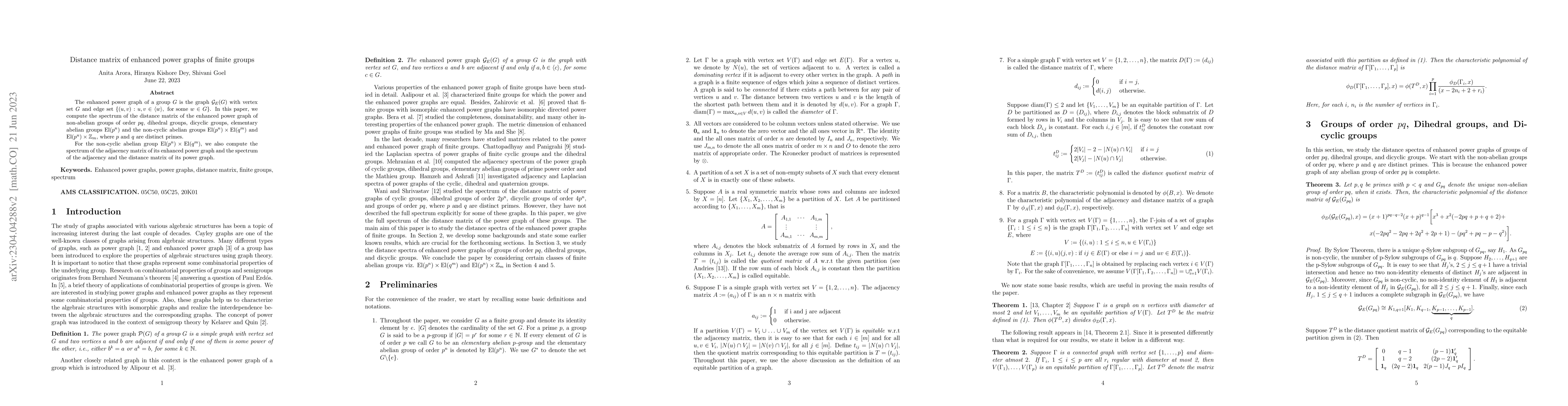 Thumbnail for Distance matrix of enhanced power graphs of finite groups