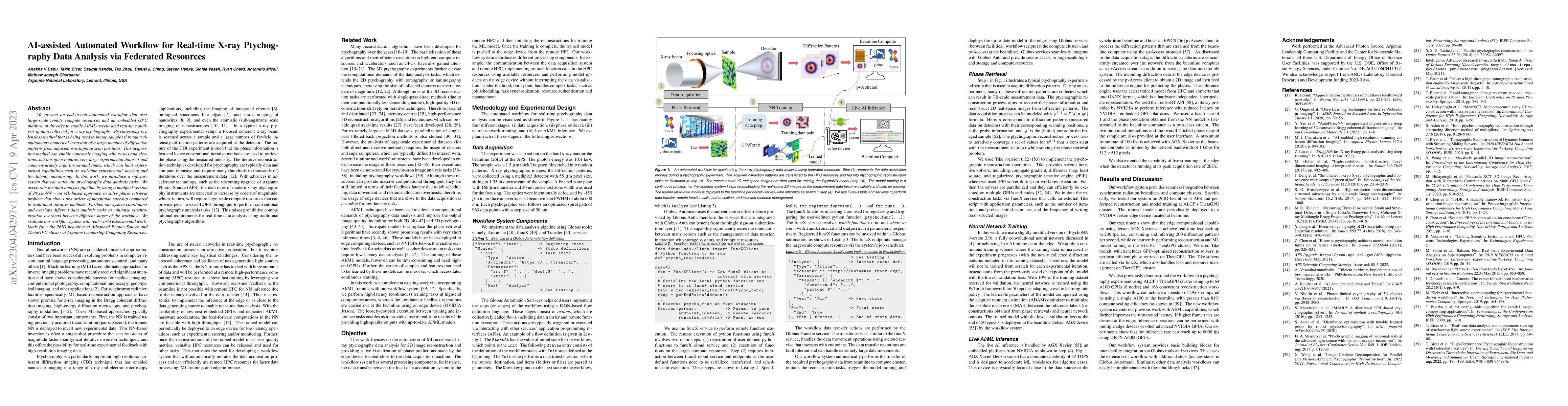 Thumbnail for AI-assisted Automated Workflow for Real-time X-ray Ptychography Data
  Analysis via Federated Resources