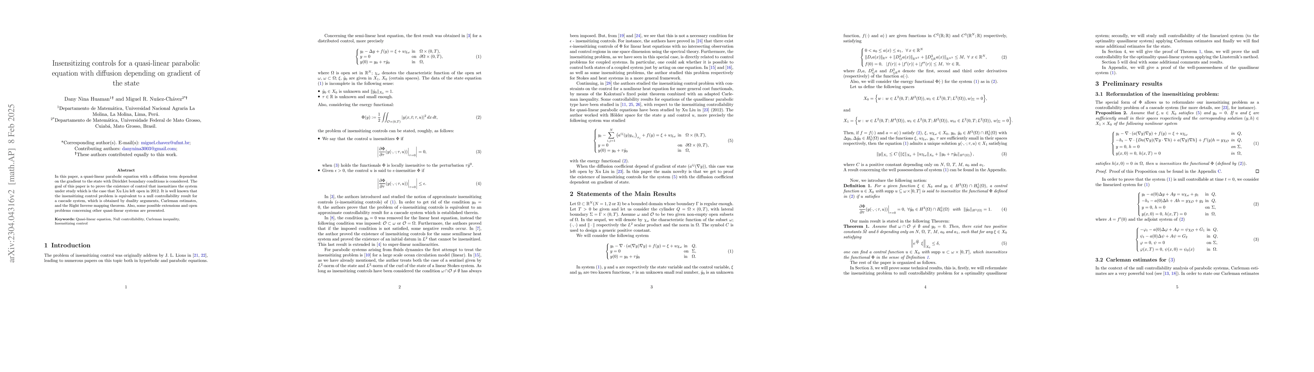 Thumbnail for Insensitizing controls for a quasi-linear parabolic equation with
  diffusion depending on gradient of the state