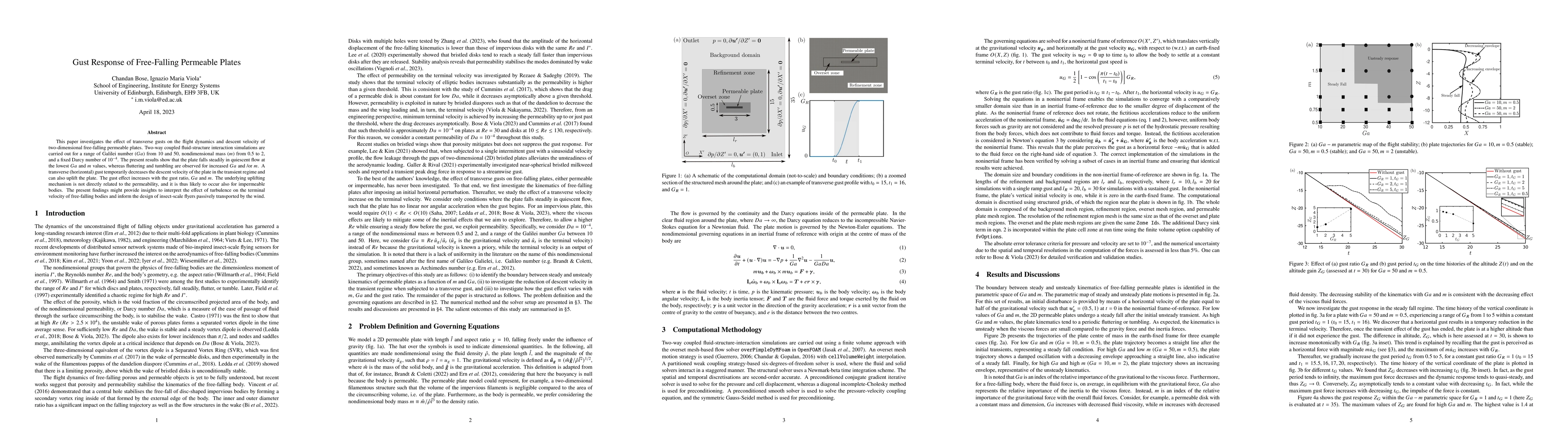 Thumbnail for Gust Response of Free-Falling Permeable Plates